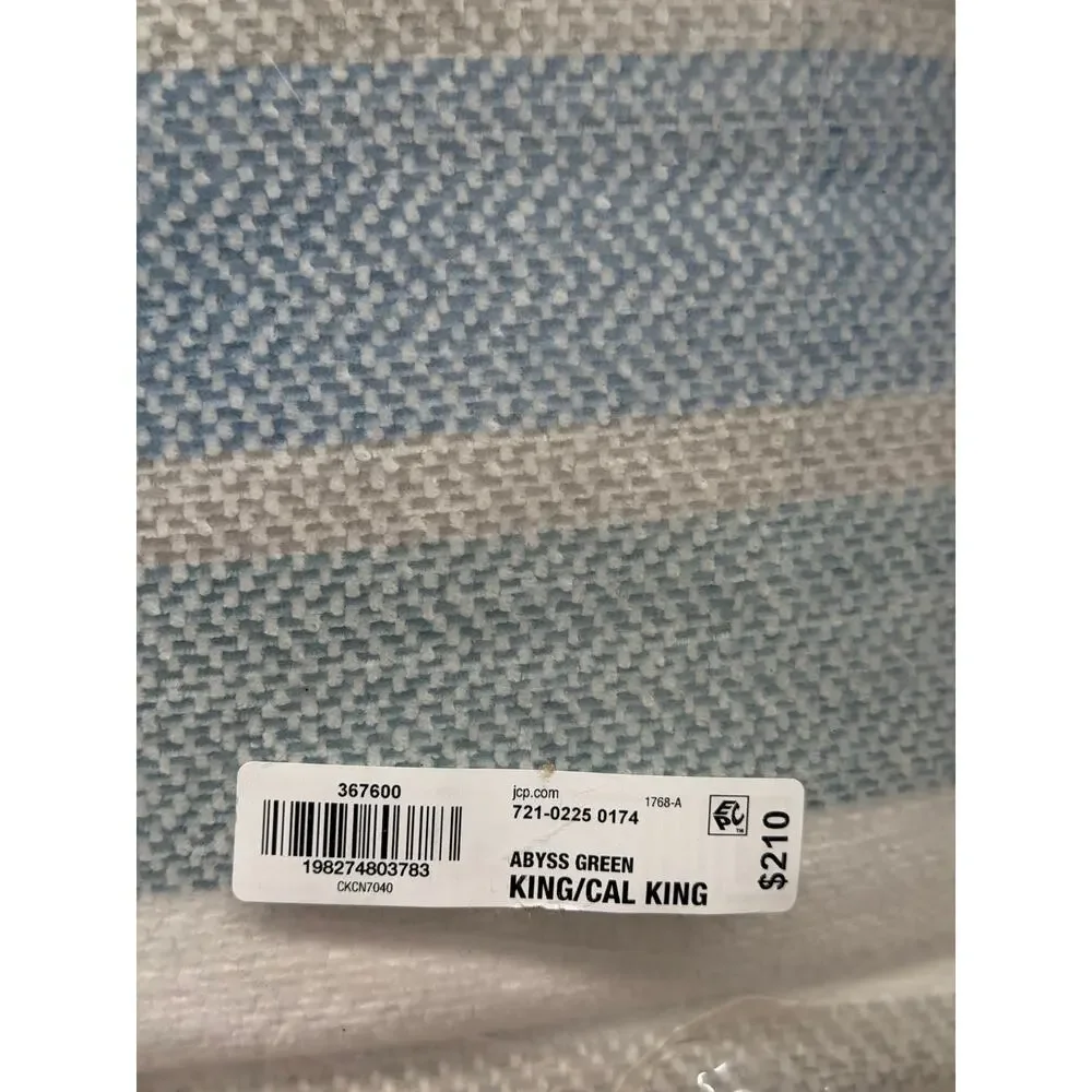 NEW! Linden Street Parker Stripe 3PC Comforter Set Abyss Green King/Cal King